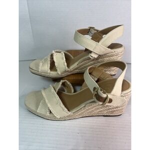 Tommy Bahama Sandals Womens 8.5 M‎ Bethany Ankle Straps Beige Wedge Casual